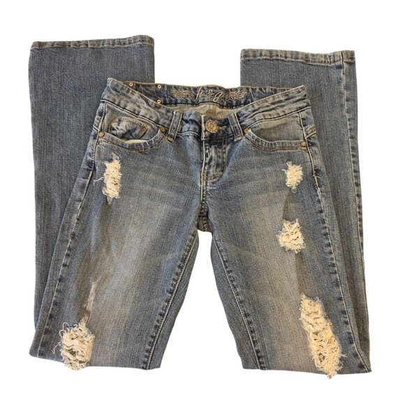 Y2K H&G Distressed Low Rise Bootcut Jeans Sz 7 – 2000s Mall Brand Denim - Picture 2 of 8